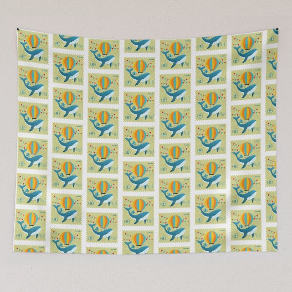Item preview, Whale balloon postage stamp designed and sold by CollageLab.