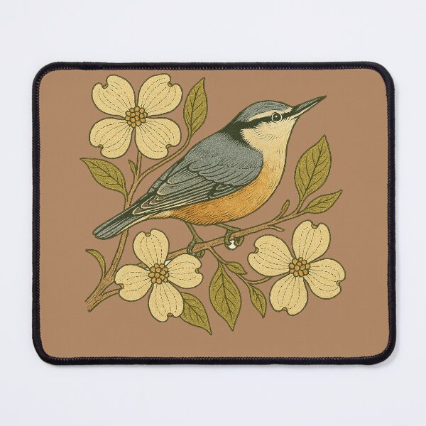 Item preview, Nuthatch on Dogwood – Tranquil Woodland Charm designed and sold by FrictionMaxxing.