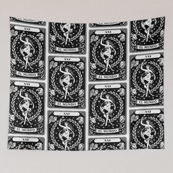 Item preview, The World Tarot Card Print – Ornamental Black and White Art designed and sold by  Ojo de Lilith.