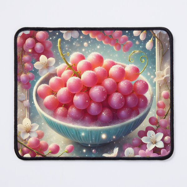 Item preview, Koshu and Ruby Roman – Aesthetic Pink Japanese Grapes in a Bowl designed and sold by EmeraldeaArt.