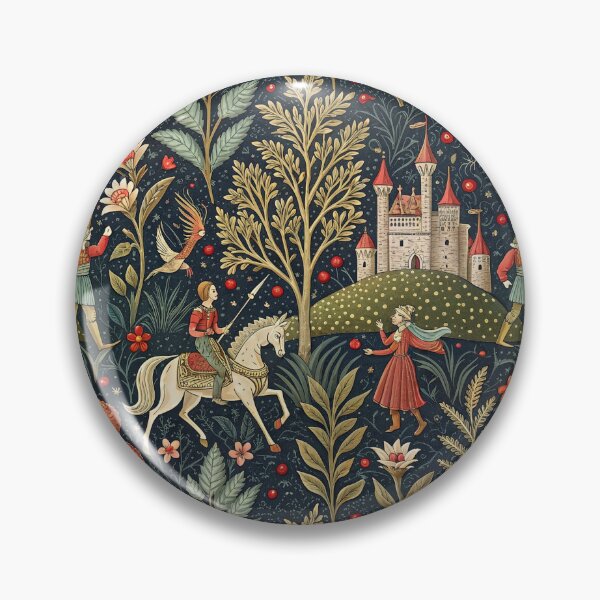 Item preview, Medieval Knight and Castle Botanical Tapestry designed and sold by darkskydelights.