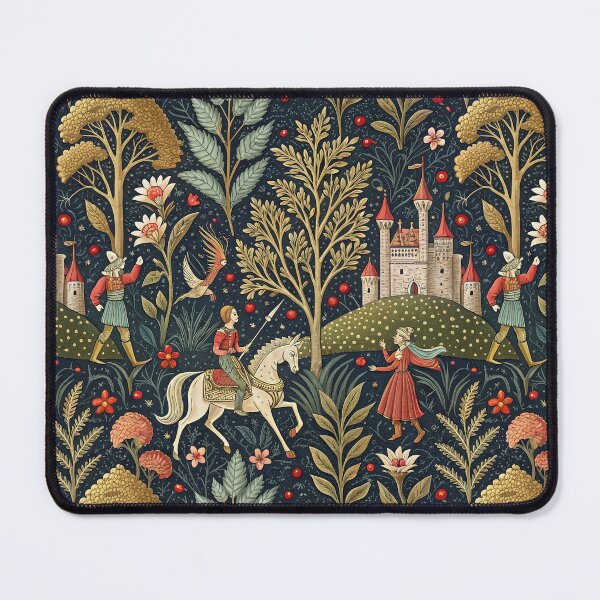Item preview, Medieval Knight and Castle Botanical Tapestry designed and sold by darkskydelights.