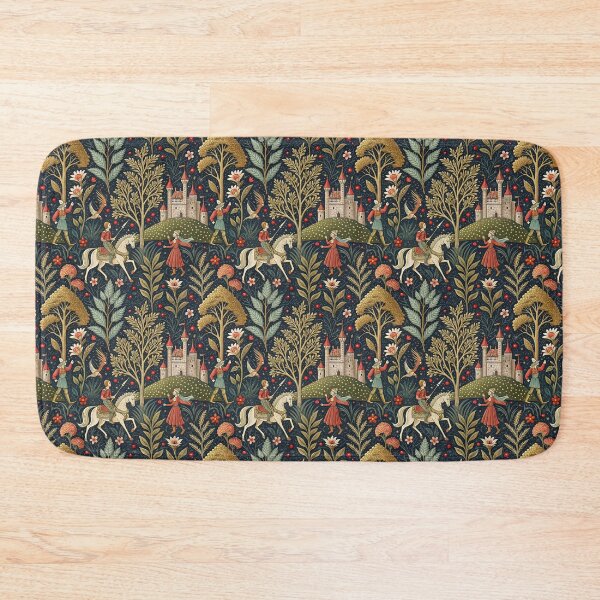 Item preview, Medieval Knight and Castle Botanical Tapestry designed and sold by darkskydelights.