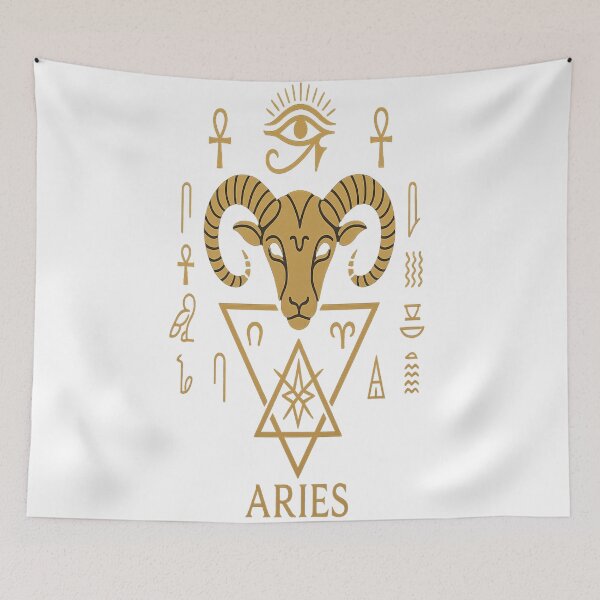 Item preview, "Aries Zodiac Sacred Geometry – Energizing Spiritual Ram Design" designed and sold by NUR.