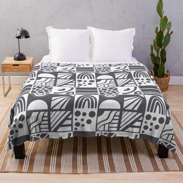 Item preview, Geometric Cheater Quilt in Charcoal Gray on White designed and sold by Lynne Adams.