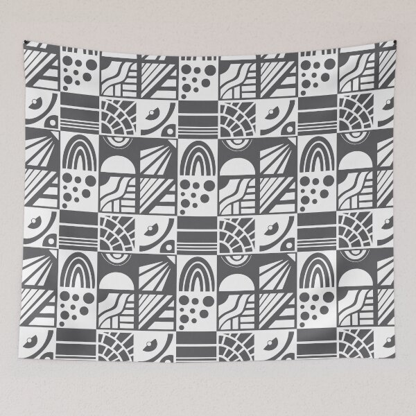 Item preview, Geometric Cheater Quilt in Charcoal Gray on White designed and sold by Lynne Adams.