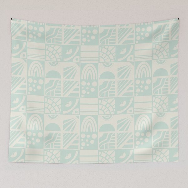 Item preview, Geometric Cheater Quilt in Mint and Cream designed and sold by Lynne Adams.