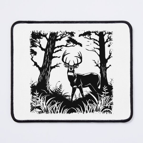 Item preview, Majestic Deer in Forest Silhouette – Rustic Wildlife Nature Art designed and sold by inkoutninja.