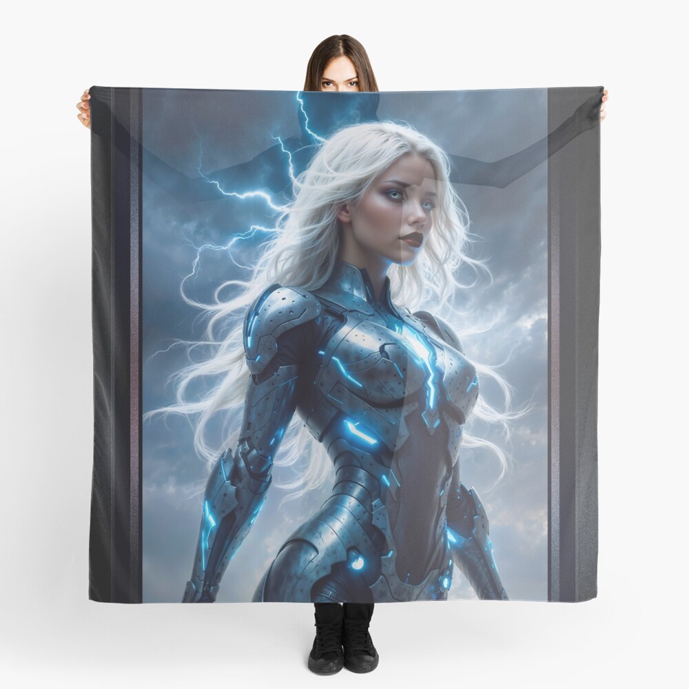 Lyraeth Conjuror Of Lightning Guardian Of The Tempest AI Concept Art by Xzendor7 | She Wields Stunning Power 3 Lyraeth Conjuror Of Lightning Guardian Of The Tempest Enigmatic AI Concept Art by Xzendor7 Decorative Art Print Ladies Scarf