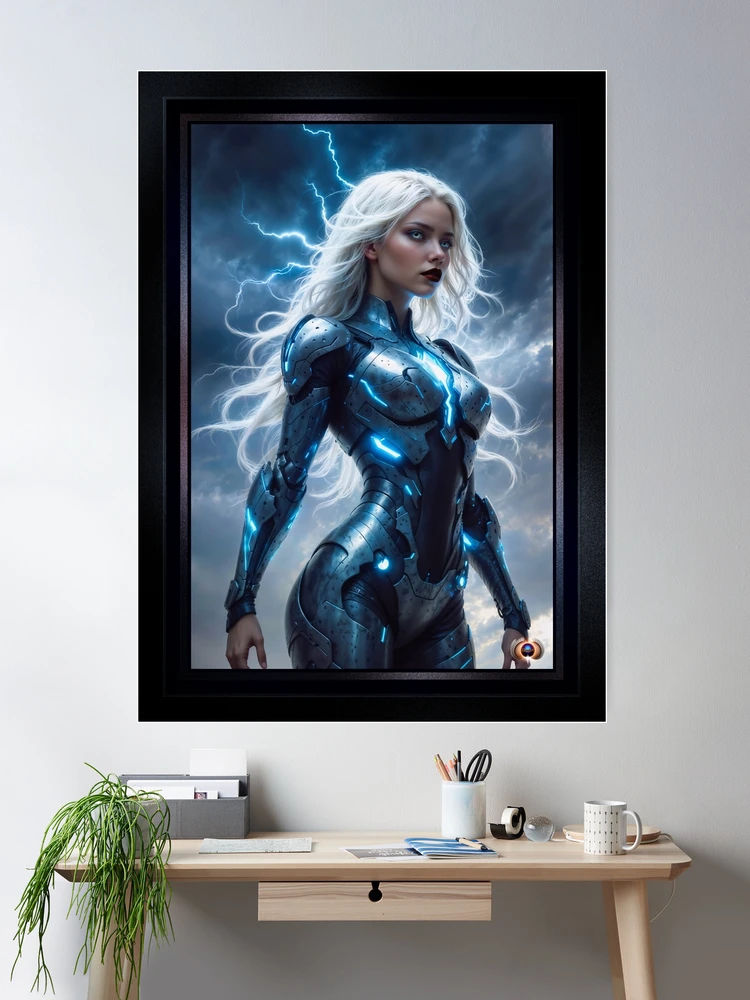 Lyraeth Conjuror Of Lightning Guardian Of The Tempest AI Concept Art by Xzendor7 | She Wields Stunning Power 2 Lyraeth Conjuror Of Lightning Guardian Of The Tempest Enigmatic AI Concept Art by Xzendor7 Room Decor Poster Art Print