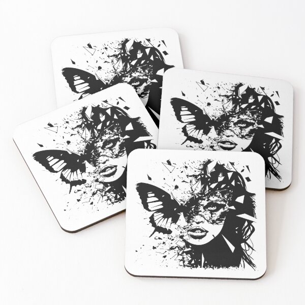 Item preview, Shattered Beauty – Abstract Woman and Butterfly Surreal Art designed and sold by inkoutninja.