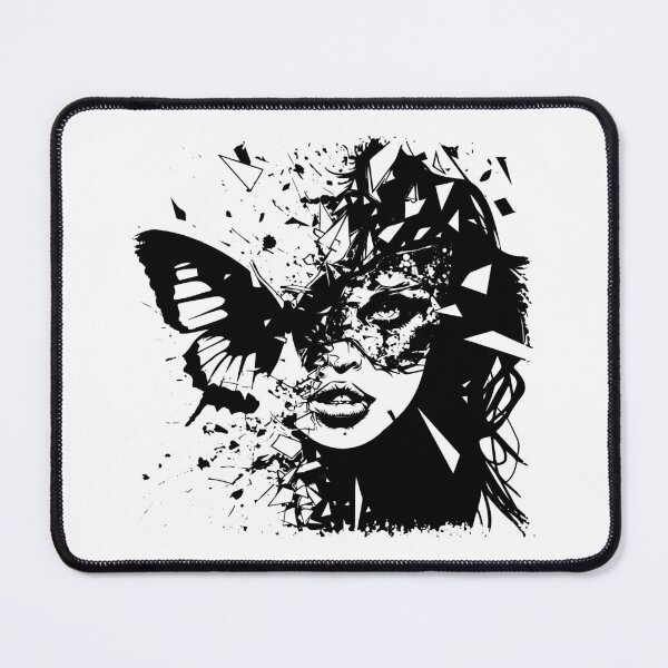 Item preview, Shattered Beauty – Abstract Woman and Butterfly Surreal Art designed and sold by inkoutninja.