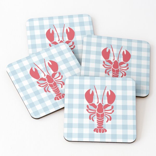 Item preview, Lobster on a Baby Blue Gingham Tablecloth designed and sold by BLUE'S PRINTS.