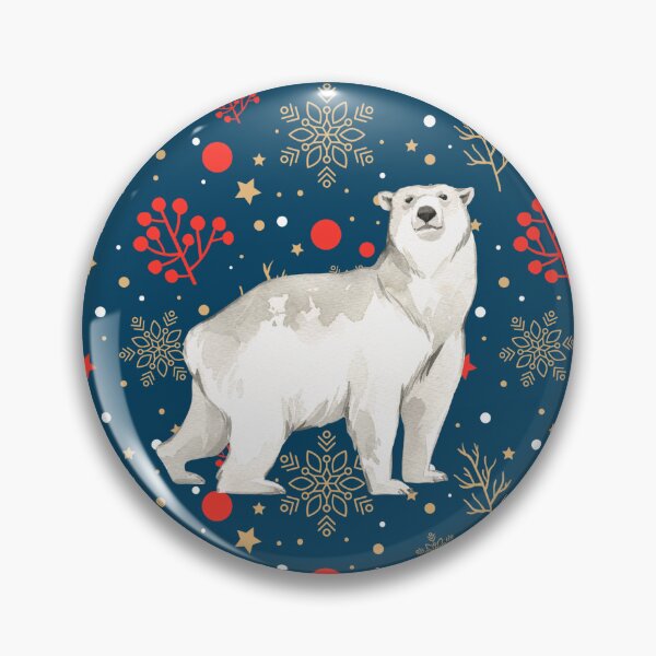 Item preview, Christmas white polar bear against a Christmas holly pattern designed and sold by BritishDelights.