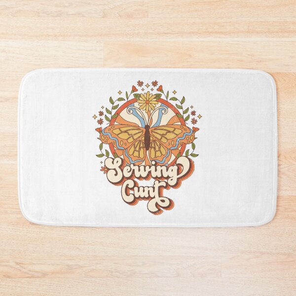 Item preview, Retro Butterfly Illustration with Groovy “Serving Cun” Text | Funny 70s Vibe Design | Playful Vintage Typography | Bold Nostalgic Humor Graphic | Colorful Psychedelic Aesthetic designed and sold by PaintedPixels01.
