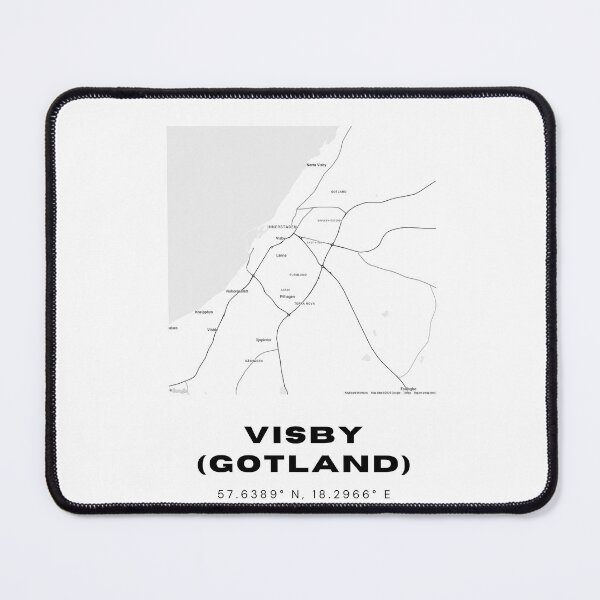 Item preview, Minimalist Visby Map – Black & White Gotland Island Print designed and sold by RM-Journey.
