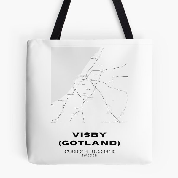 Item preview, Minimalist Visby Map – Black & White Gotland Island Print designed and sold by RM-Journey.
