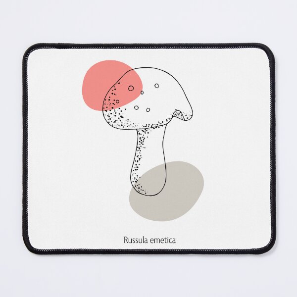 Item preview, Mushroom - Russula emetica - coral and gray designed and sold by Javotte Art / Gab Dessine.
