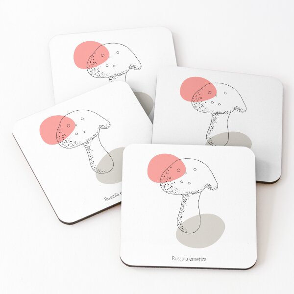 Item preview, Mushroom - Russula emetica - coral and gray designed and sold by Javotte Art / Gab Dessine.