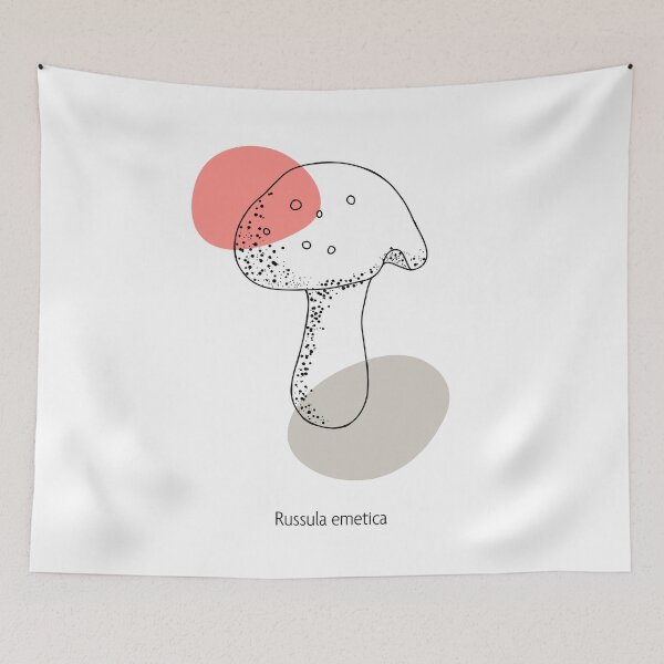 Item preview, Mushroom - Russula emetica - coral and gray designed and sold by Javotte Art / Gab Dessine.
