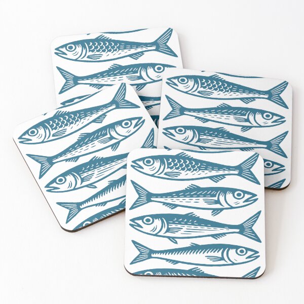 Item preview, Sardines Nautical Fish Print Marine Ocean Sea designed and sold by kilosdesignstudio.