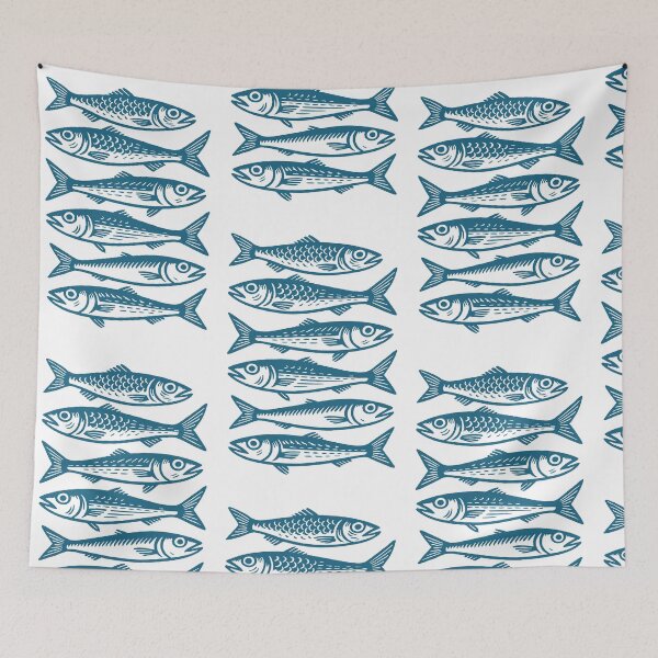 Item preview, Sardines Nautical Fish Print Marine Ocean Sea designed and sold by kilosdesignstudio.