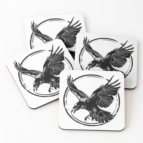 Item preview, Flying Raven in Circle – Gothic Bird Art with Norse Vibes designed and sold by inkoutninja.
