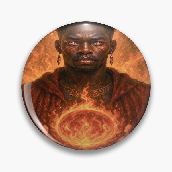 Artikelvorschau, Feuerorakel | Göttlicher Flammenpriester im Afro-Fantasy-Stil entworfen und verkauft von KaoticMindZ.