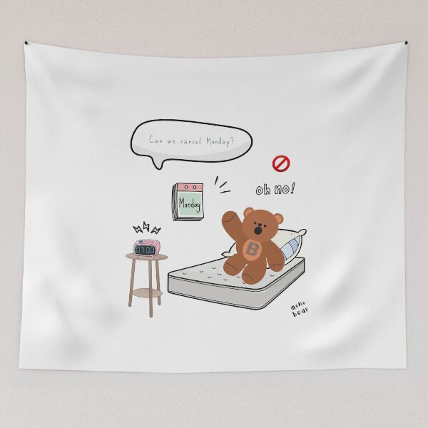 Item preview, Can We Cancel Monday? | Mono Bear Weekly Mood Series ( White / Transparent ) designed and sold by mintmono-studio.