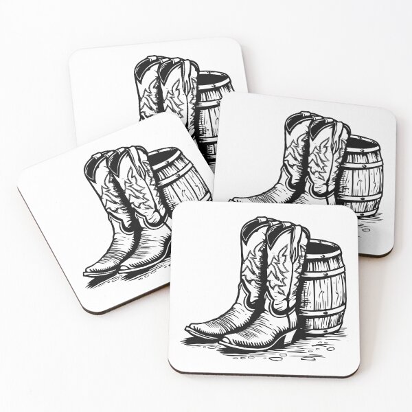 Item preview, Cowboy Boots and Barrel – Rustic Western Country Line Art designed and sold by inkoutninja.