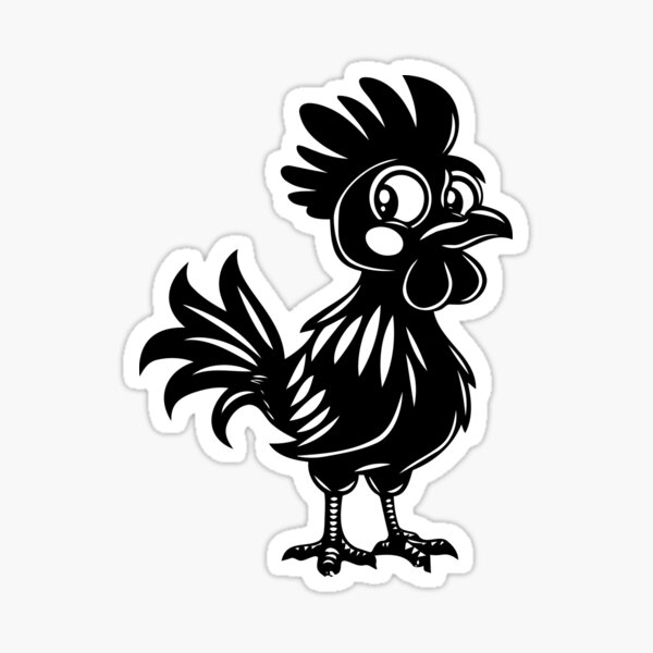 Item preview, Funny Cartoon Rooster – Playful Black and White Farm Animal Art designed and sold by inkoutninja.
