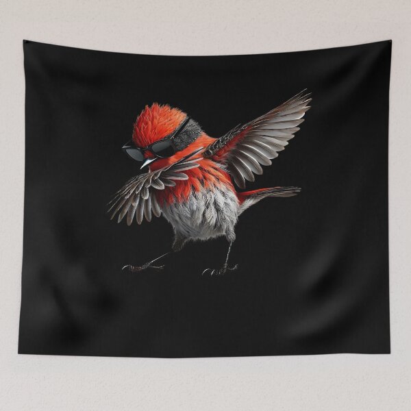 Item preview, Dabbing Vermilion Flycatcher Bird Watcher Lover Birding designed and sold by Kimberley King Art  King Art.