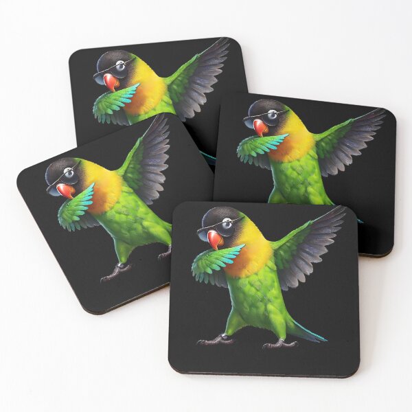 Item preview, Dabbing Yellow-collared Lovebird Parrot Lover Birding designed and sold by Kimberley King Art  King Art.