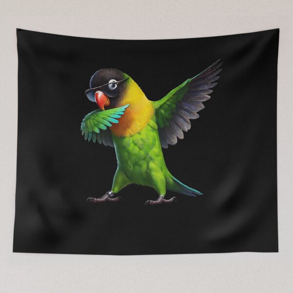 Item preview, Dabbing Yellow-collared Lovebird Parrot Lover Birding designed and sold by Kimberley King Art  King Art.