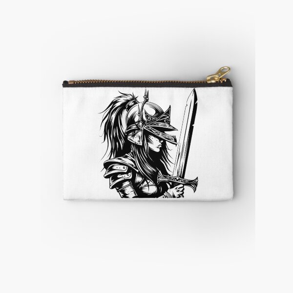 Item preview, Female Knight Warrior – Black and White Fantasy Heroine Art designed and sold by inkoutninja.