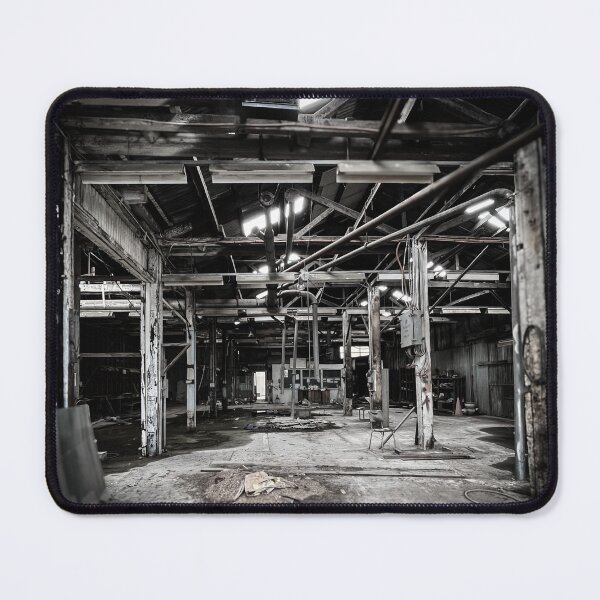 Item preview, Derelict Timber Workshop - Industrial Decay in B&W designed and sold by taspaul.