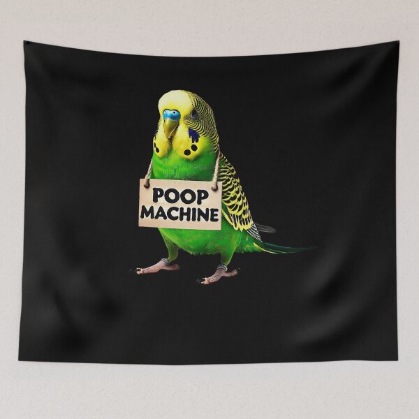 Item preview, Funny Poop Machine Green Budgerigar Parakeet Parrot Lover Birding Meme designed and sold by Kimberley King Art  King Art.