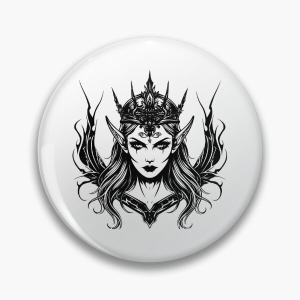 Item preview, Dark Elf Queen – Gothic Fantasy Sorceress Line Art designed and sold by inkoutninja.