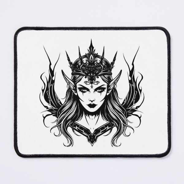 Item preview, Dark Elf Queen – Gothic Fantasy Sorceress Line Art designed and sold by inkoutninja.