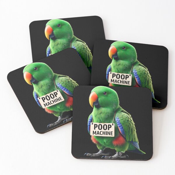 Item preview, Funny Poop Machine Green Eclectus Parrot Lover Birding Meme designed and sold by Kimberley King Art  King Art.
