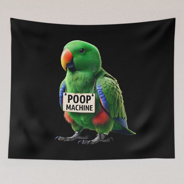 Item preview, Funny Poop Machine Green Eclectus Parrot Lover Birding Meme designed and sold by Kimberley King Art  King Art.