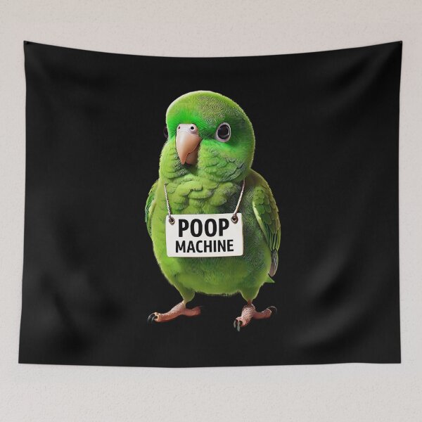 Item preview, Funny Poop Machine Green Parrotlet Parrot Lover Birding Meme designed and sold by Kimberley King Art  King Art.