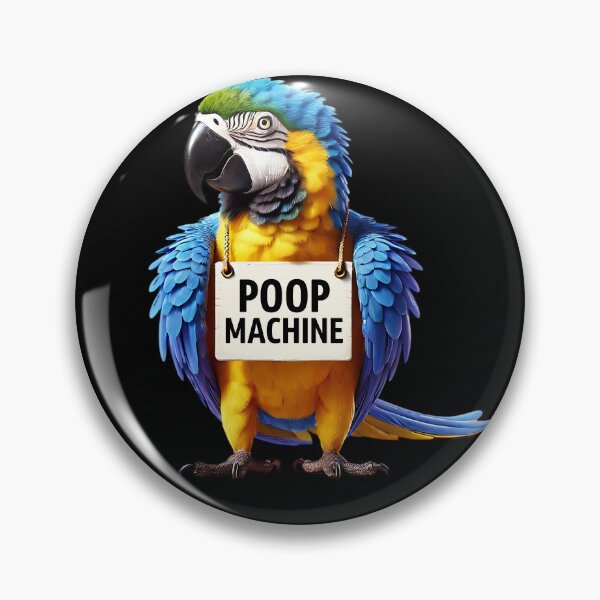 Item preview, Funny Poop Machine Blue and Gold Macaw Parrot Lover Birding Meme designed and sold by Kimberley King Art  King Art.