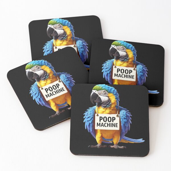 Item preview, Funny Poop Machine Blue and Gold Macaw Parrot Lover Birding Meme designed and sold by Kimberley King Art  King Art.