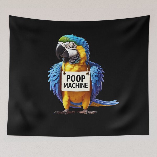 Item preview, Funny Poop Machine Blue and Gold Macaw Parrot Lover Birding Meme designed and sold by Kimberley King Art  King Art.