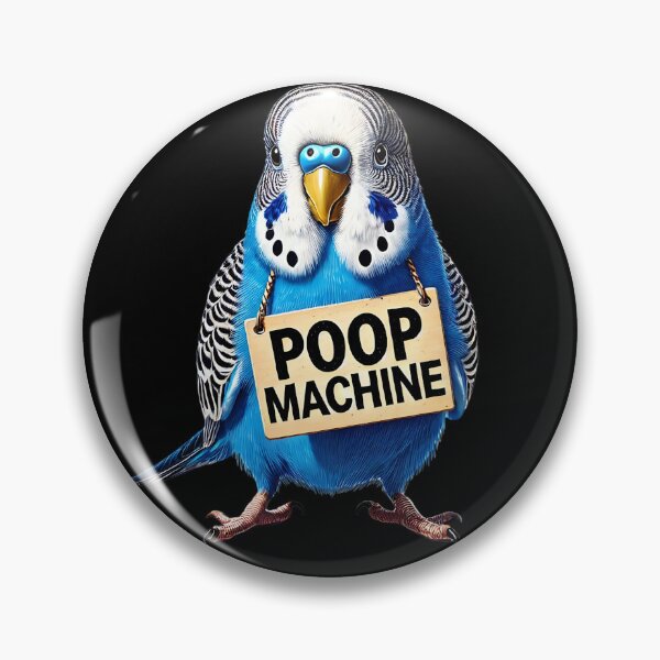 Item preview, Funny Poop Machine Blue Budgerigar Parakeet Parrot Lover Birding Meme designed and sold by Kimberley King Art  King Art.