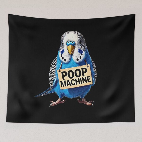 Item preview, Funny Poop Machine Blue Budgerigar Parakeet Parrot Lover Birding Meme designed and sold by Kimberley King Art  King Art.