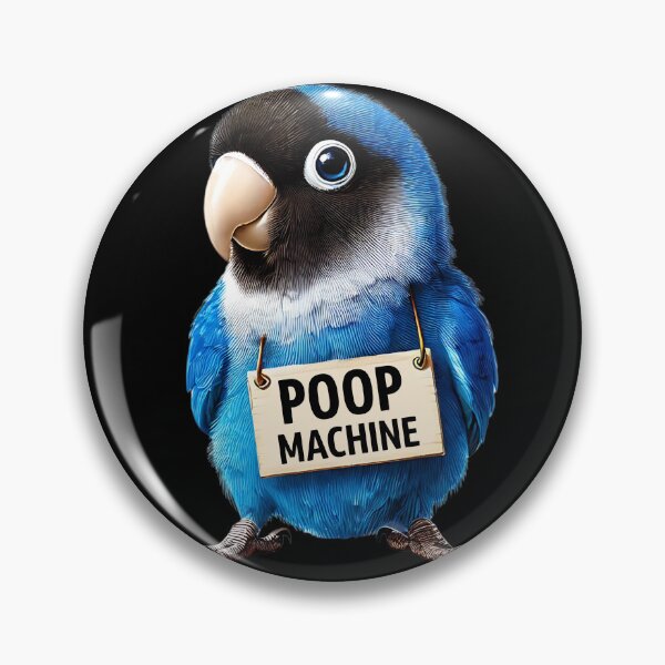 Item preview, Funny Poop Machine Blue Masked Lovebird Parrot Lover Birding Meme designed and sold by Kimberley King Art  King Art.