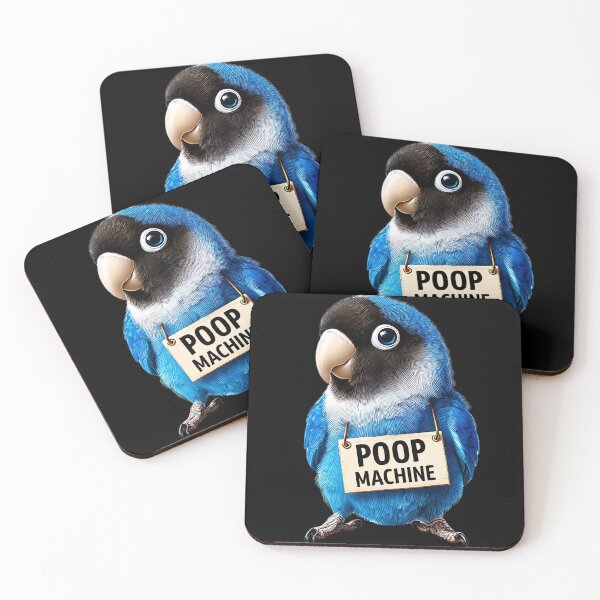 Item preview, Funny Poop Machine Blue Masked Lovebird Parrot Lover Birding Meme designed and sold by Kimberley King Art  King Art.