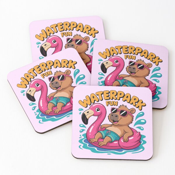 Item preview, Capybara Waterpark Fun – Flamingo Pool Float Design designed and sold by MonkiFlipp.
